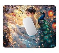 HHQGOUYG Femme et Paon Tapis de Souris Petit Format 40 x 30 cm V-509