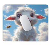 HHQGOUYG Moutons Mignons Tapis de Souris Petit Format 24 x 20 cm V-500 | Base Caoutchouc Antidérapante, Imperméable, Bords Cousus Anti-Effilochure,Adapté au Bureau, Gaming Occasionnel et Déplacement