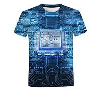 HHRHLKNH T Shirt Homme Puce Électronique 3D Imprimé T-Shirt Nouveau Cool Circuit Imprimé T-Shirt Hommes Femmes Harajuku Streetwear Hauts Surdimensionnés,Auburn,L