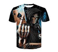 HHRHLKNH Tshirt Boire T-Shirt Bière Homme Crâne T-Shirt Hommes/Femmes Chemises Gothiques Grande Taille Impression 3D Noir T-Shirts Été À Manches Courtes Hommes Hauts,D-947,3XL