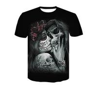 HHRHLKNH Tshirt Boire T-Shirt Bière Homme Crâne T-Shirt Hommes/Femmes Chemises Gothiques Grande Taille Impression 3D Noir T-Shirts Été À Manches Courtes Hommes Hauts,D-954,XL