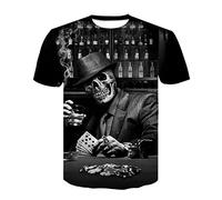 HHRHLKNH Tshirt Boire T-Shirt Bière Homme Crâne T-Shirt Hommes/Femmes Chemises Gothiques Grande Taille Impression 3D Noir T-Shirts Été À Manches Courtes Hommes Hauts,D-1226,5XL
