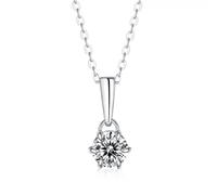 HHRLCH Collier avec Pendentif en moissanite à Six Griffes pour Femmes, 1 Carat, Bijoux Fins Scintillants, Cadeau de Mariage