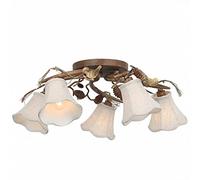 HHRLCH Vintage lumières Abat-Jour en Tissu Marron craquelé Finition Antique Suspendu pour Plafond de Salle à Manger de Salon/Lampe de vanité à 3 lumières/plafonnier à 5 lumières/plafonnier à 5