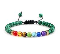 HHRLCHX 7 Chakra Lava Rock Bracelets 6 mm Naturel Tiger Eye Stone Malachite Onyx Perles Bracelet Healing Meditation Bangles