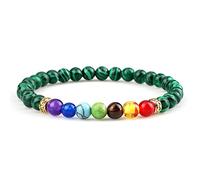 HHRLCHX 7 Chakra Lava Rock Bracelets 6 mm Naturel Tiger Eye Stone Malachite Onyx Perles Bracelet Healing Meditation Bangles