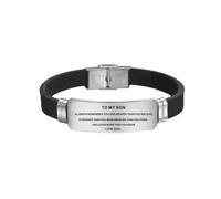 HHRLCHX Bracelet pour Hommes à Mon Fils n'oublie jamais Que Je t'aime de Maman Papa Courage Bracelets en Silicone pour Les Hommes ajusté la Longueur réglable