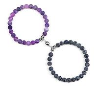 HHRLCHX Bracelets de Couple 2pcs Aimant d'attraction Bracelet d'onyx en Pierre altérée Naturelle pour Les Bracelets d'amant Cadeau