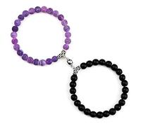 HHRLCHX Bracelets de Couple 2pcs Aimant d'attraction Bracelet d'onyx en Pierre altérée Naturelle pour Les Bracelets d'amant Cadeau