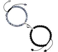 HHRLCHX Bracelets de Couple 2pcs Aimant d'attraction Bracelet d'onyx en Pierre altérée Naturelle pour Les Bracelets d'amant Cadeau