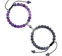 HHRLCHX Bracelets de Couple 2pcs Aimant d'attraction Bracelet d'onyx en Pierre altérée Naturelle pour Les Bracelets d'amant Cadeau