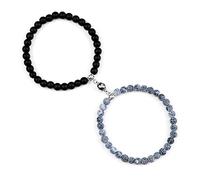 HHRLCHX Bracelets de Couple 2pcs Aimant d'attraction Bracelet d'onyx en Pierre altérée Naturelle pour Les Bracelets d'amant Cadeau