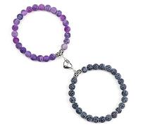 HHRLCHX Bracelets de Couple 2pcs Aimant d'attraction Bracelet d'onyx en Pierre altérée Naturelle pour Les Bracelets d'amant Cadeau