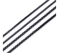 HHRLCHX Chain Rolo, 2.5/3MM, Black Stainless Steel for Men and Boys - 46CM Length