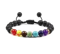 HHRLCHX Natural Stone Tiger Eye 7 Chakra Bracelets & Bangles Yoga Balance Beads Bracelet élastique de prière