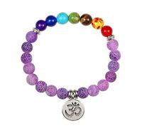 HHRLCHX Natural Stone Tiger Eye 7 Chakra Bracelets & Bangles Yoga Balance Beads Bracelet élastique de prière