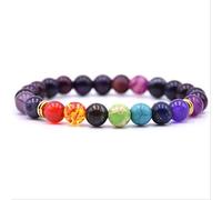 HHRLCHX Obsidian 7 Chakra Bracelets & Bangles Yoga Balance Beads Bouddha prière Bracelet élastique Men de Pierre Naturelle Cadeaux Pulseira