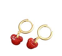 HHRLCHX Pendantes pour Femmes, Style exagéré, Verrouillage la longévité s incrusté de Rouge du sud, Boucles d'oreilles c