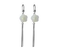 HHRLCHX pour s925 néphrite Femmes Longueur Gland Lotus Boucles d'oreilles Style rétro Boucle d'oreille