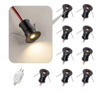 HHTUN Projecteur miniature LED 902 120°, DC12V 1W, 80 Ra, 75 lm, convient à l'éclairage de meubles tels que les caves à vin, les armoires à chaussures, etc.(3000K,Black,9Pack)