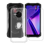 HHUAN Coque pour Doogee S98 (6.30 ") + 1 x Protecteur D'écran Verre trempé, avec Rotation 360 Degrés Anneau Support Transparent Souple Silicone Antichoc Housse Étui pour Doogee S98