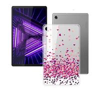 HHUAN Coque pour Lenovo Tab M10 FHD Plus TB-X606F / TB-X606X 10.3 pouc Tablette, Semi-Transparent Souple Silicone TPU Etui Housse Antichocs Bumper Case Cover - Coeur Rouge