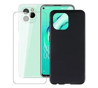 HHUAN Coque pour Oukitel C21 Pro (6.39") avec [1 pièces Protecteur D'écran en Verre Trempé], Noir Anti-Rayures Souple Silicone TPU Bumper Housse Etui, pour Oukitel C21 Pro Cover - Black