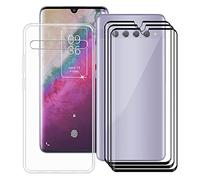 HHUAN Coque pour TCL 10 Plus (6.47") avec 3 Pièces Verre trempé en Protecteur d'écran. Clear Souple Silicone Housse Etui, TPU Bumper Cover Case pour TCL 10 Plus - Clear