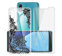 HHUAN Coque pour Wiko Y51 (5.45") avec Verre trempé en Protecteur d'écran, Transparent Souple Silicone TPU Housse Etui Anti-Rayures Bumper Cover Case - WM108