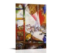 HHUANGL Poster Marc Chagall Painter Work (Paris à travers la fenêtre) - Art mural - Impression sur toile - Idée cadeau - Esthétique - 30 x 45 cm