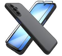 HHUIWIND Coque de Protection pour Samsung Galaxy A17 5G avec Verre Trempé,Translucide Mate Anti-Rayures Anti-Jaunissement Protection Complète Case - Noir