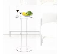 HHUXIUE Table d'Appoint en Acrylique Ronde pour Petits Espaces - Guéridon pour Boisson, Chambre et Salon (Elliptique)