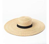 HHVDVCJK Chapeau de Paille à Grand Bord pour Femme Chapeau de Plage surdimensionné Chapeau de Protection UV 15cm Brim Ribbon