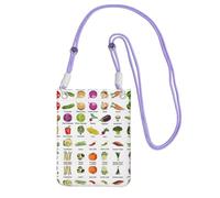 Hhwwtye Présentation de divers légumes impression universelle bandoulière téléphone portable sac à main sac pour sports de plein air téléphone mobile étuis de transport, violet, Taille unique