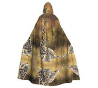 hhxvcv Cape à capuche avec imprimé girafe maman et bébé - Cape à capuche unisexe pour adulte - Robe de costumade pour sorcière, jedi, magicien