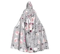 hhxvcv Cape à capuche pour Halloween, avec imprimé floral et plantes, unisexe pour adulte, cosplay, sorcière, jedi, magicien
