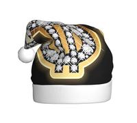 hhxvcv Chapeau de Noël imprimé signe dollar doré pour adultes - Chapeau de Père Noël unisexe, cadeaux de Noël, Nouvel An, couvre-chef festif