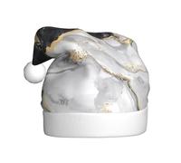 hhxvcv Chapeau de Noël noir blanc et doré imprimé marbre pour adultes - Chapeau de Père Noël unisexe, cadeaux de Noël, Nouvel An, couvre-chef festif