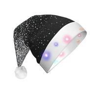 hhxvcv Chapeau de Noël unisexe à paillettes argentées brillantes avec imprimé LED - Chapeau de Père Noël en peluche, parfait pour un usage quotidien