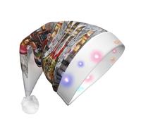 hhxvcv Chapeau de Noël unisexe avec imprimé de la Tour Eiffel de Paris et de la rue - Chapeau de Père Noël en peluche - Idéal pour un usage quotidien