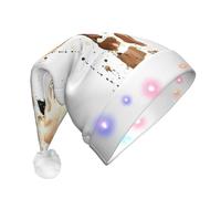 hhxvcv Chapeau de Noël unisexe avec imprimé girafe à LED - Chapeau de Père Noël en peluche, parfait pour un usage quotidien