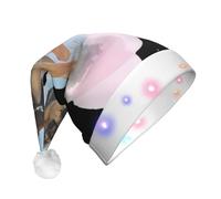 hhxvcv Chapeau de Noël unisexe avec imprimé LED pour les amoureux des chiens de berger allemand - Chapeau de Père Noël en peluche, parfait pour un usage quotidien