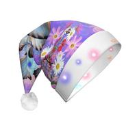 hhxvcv Chapeau de Noël unisexe avec imprimé papillon coloré à LED - Chapeau de Père Noël en peluche, parfait pour un usage quotidien