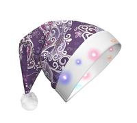 hhxvcv Chapeau de Noël unisexe avec imprimé papillons violets - Chapeau de Père Noël en peluche, parfait pour un usage quotidien