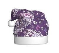 hhxvcv Chapeau de Noël unisexe avec imprimé papillons violets pour adultes - Chapeau de Père Noël, Nouvel An, couvre-chef festif