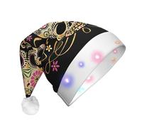 hhxvcv Chapeau de Noël unisexe avec imprimé tête de mort à LED - Chapeau de Père Noël en peluche, parfait pour un usage quotidien