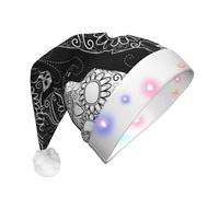 hhxvcv Chapeau de Noël unisexe avec tête de mort à LED - Chapeau de Père Noël en peluche, parfait pour un usage quotidien