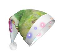 hhxvcv Chapeau de Noël unisexe imprimé zèbre coloré à LED - Couvre-chef festif de vacances, chapeau de Père Noël en peluche, parfait pour un usage quotidien