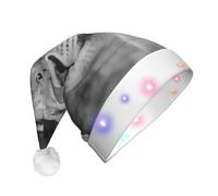 hhxvcv Chapeau de Noël unisexe lionne avec yeux bleus et verts à LED - Chapeau de Père Noël en peluche, parfait pour un usage quotidien