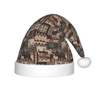 hhxvcv Chapeau de Père Noël festif pour enfants - Chapeau de Noël avec motif imprimé ours lodge rustique, couvre-chef chaud pour Noël, Nouvel An